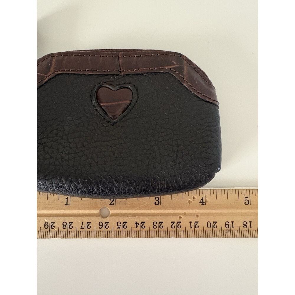 Brighton Heart Small Coin Zip Wallet Purse Leather Black Brown Crocodile Vtg - Picture 6 of 8